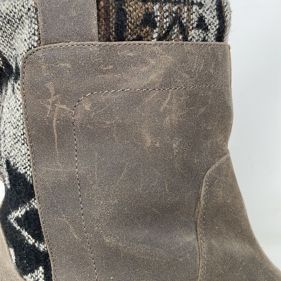 Tara M Boots Women's 10 Brown Leather Taya Midi Calf Boot Southwest Fabric Print - Picture 12 of 14